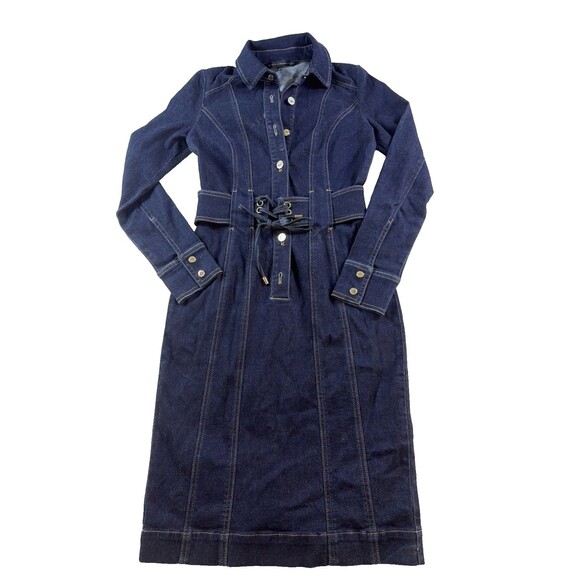 White House Black Market Dresses & Skirts - White House Black Market Denim Shirt Dress Size 00 Blue Long Sleeve Belted